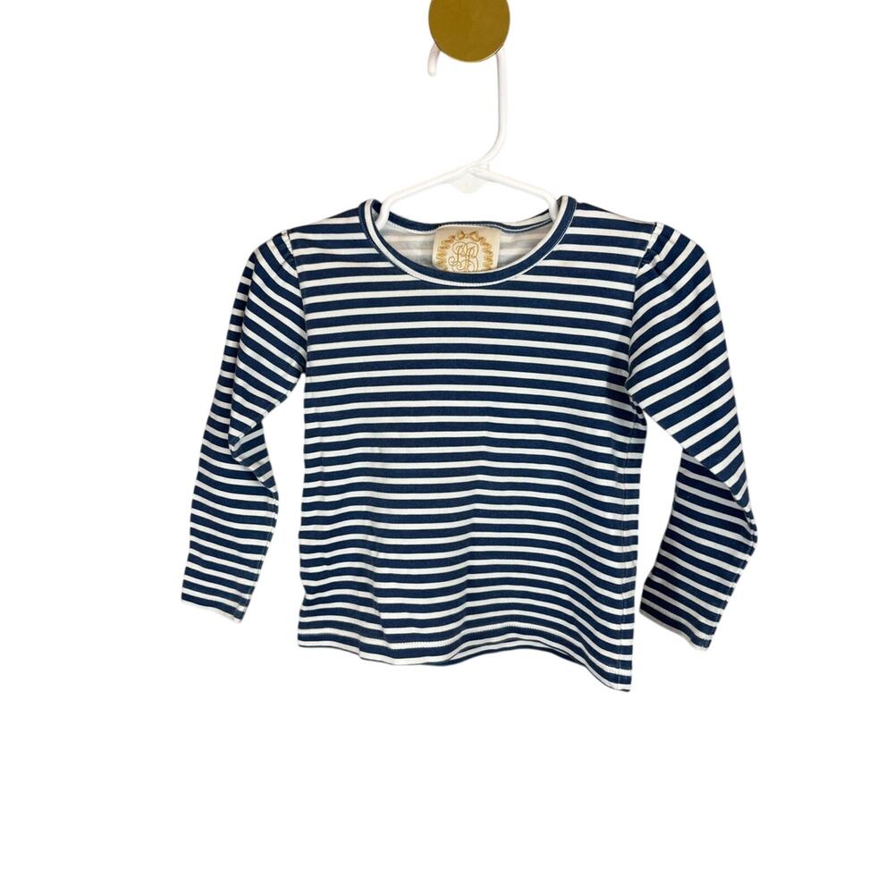 The Beaufort Bonnet Company Long Sleeve Plain Jayne Play Shirt Navy Stripe 2T